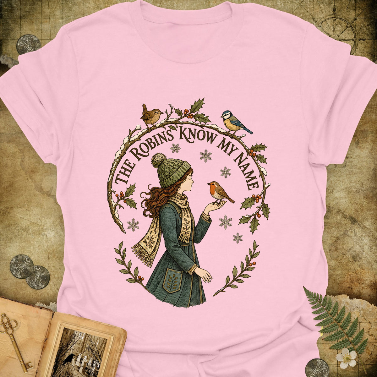The Robins Know My Name T-Shirt - Light Pink