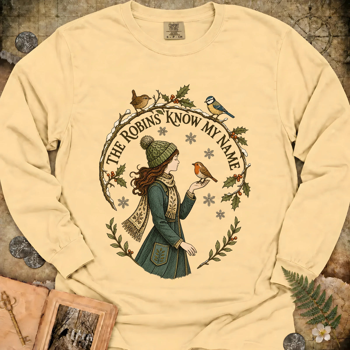 The Robins Know My Name Long Sleeve T-Shirt - Butter