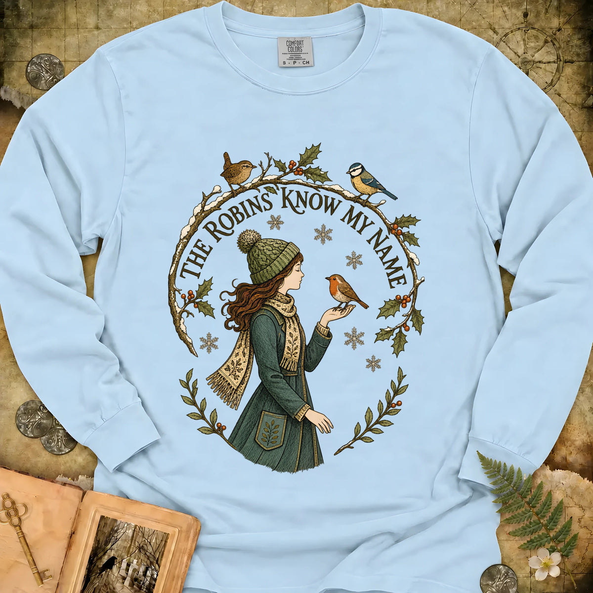 The Robins Know My Name Long Sleeve T-Shirt - Chambray