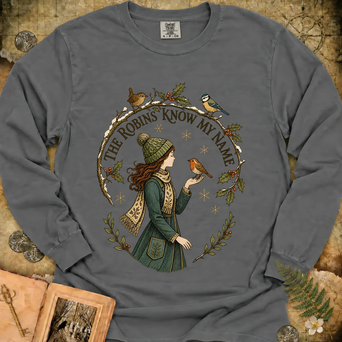 The Robins Know My Name Long Sleeve T-Shirt - Granite