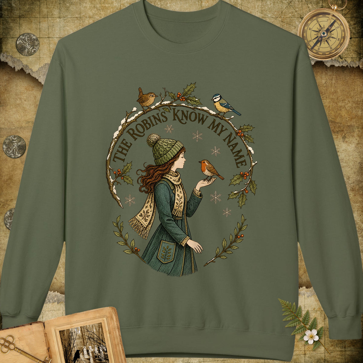 The Robins Know My Name Sweatshirt - Military Green