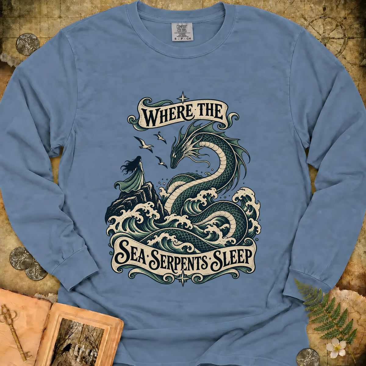 The Sea Serpents Long Sleeve T-Shirt - Blue Jean