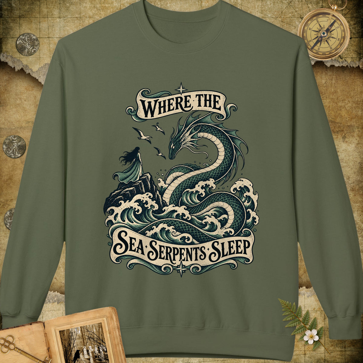 The Sea Serpents Sweatshirt - Military Green