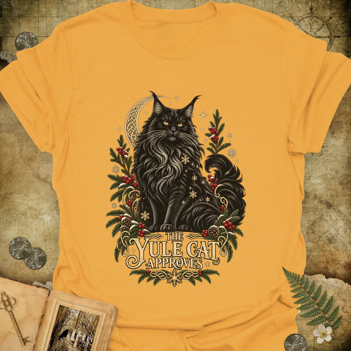 The Yule Cat Approves T-Shirt - Gold