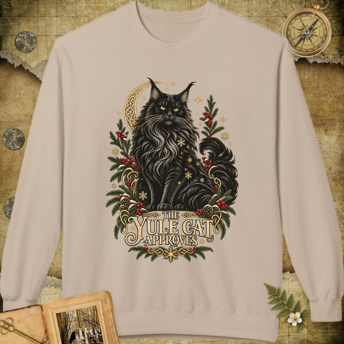 The Yule Cat Approves Sweatshirt - Sand