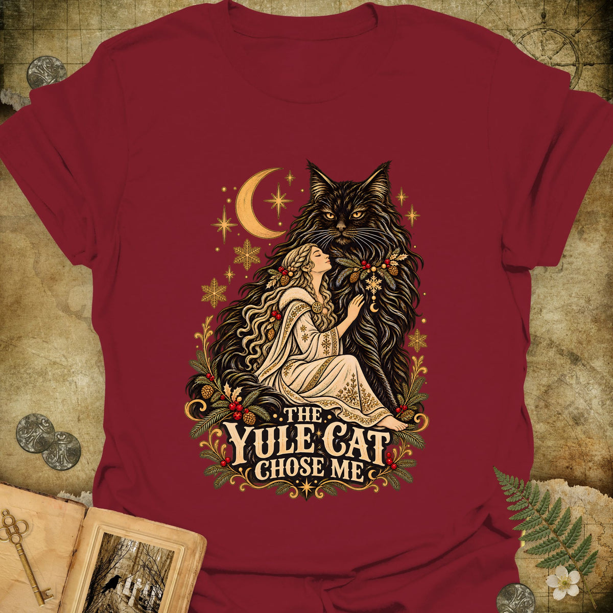 The Yule Cat Chose Me T-Shirt - Cardinal Red