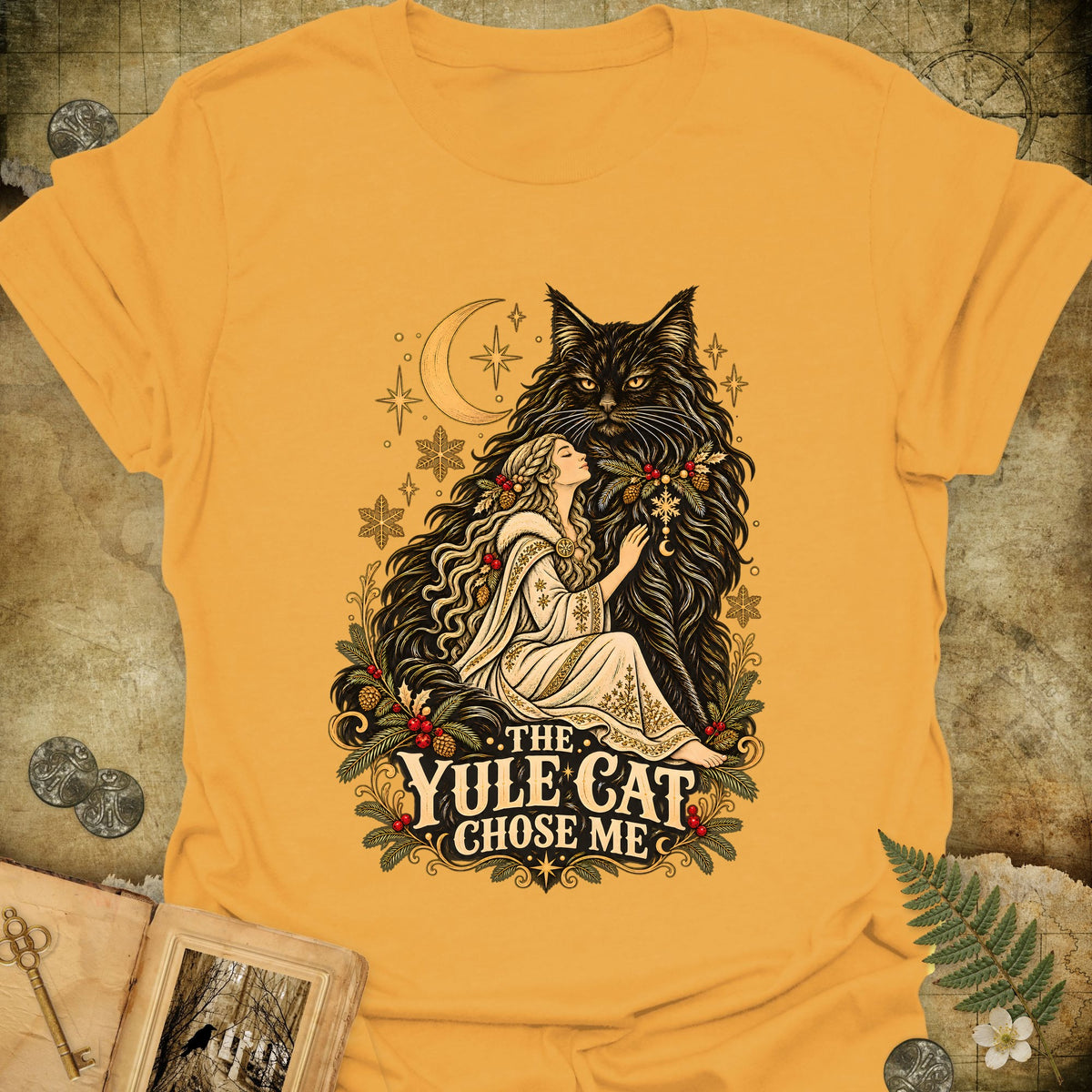 The Yule Cat Chose Me T-Shirt - Gold