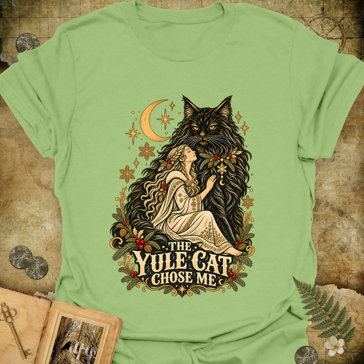 The Yule Cat Chose Me T-Shirt - Kiwi