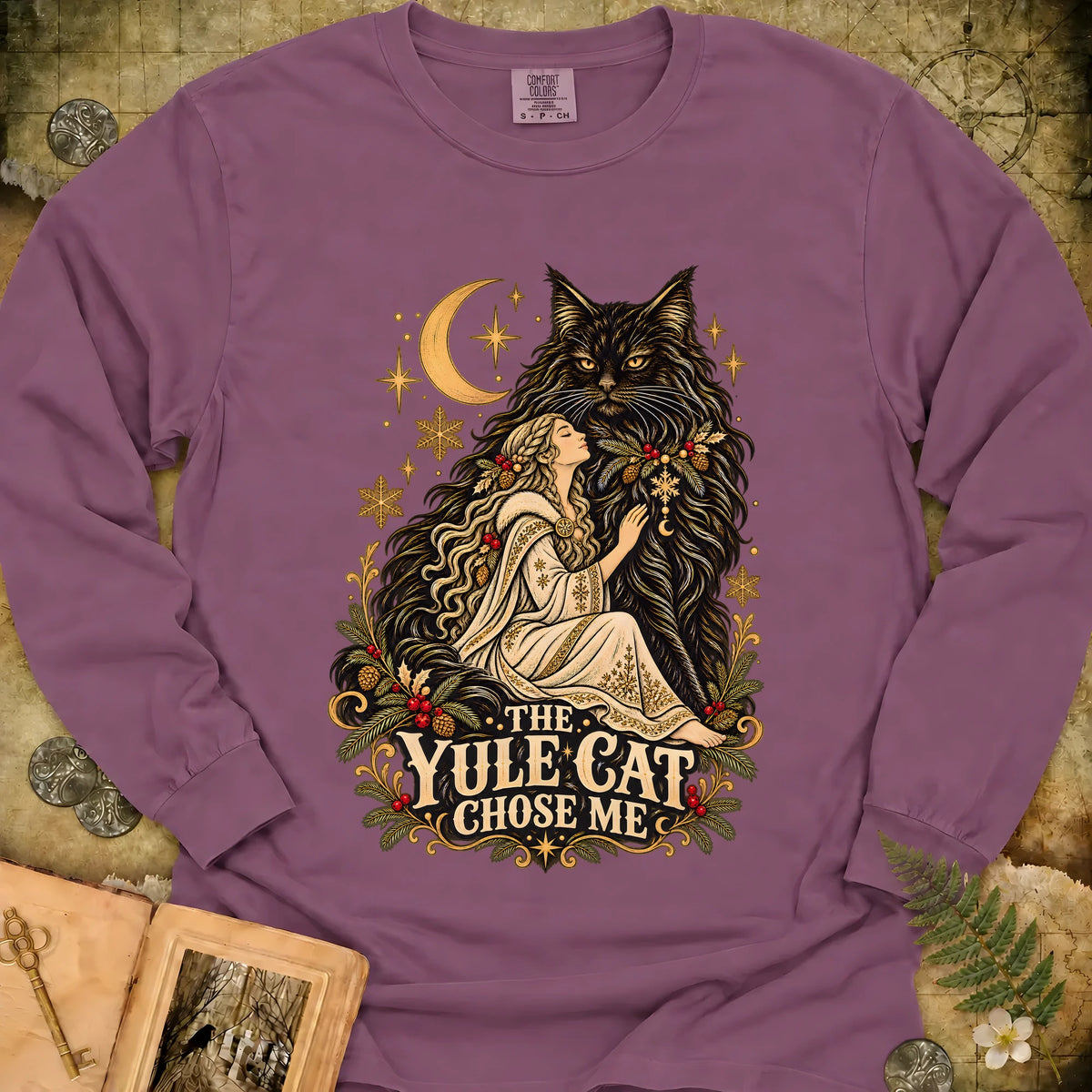 The Yule Cat Chose Me Long Sleeve T-Shirt - Berry
