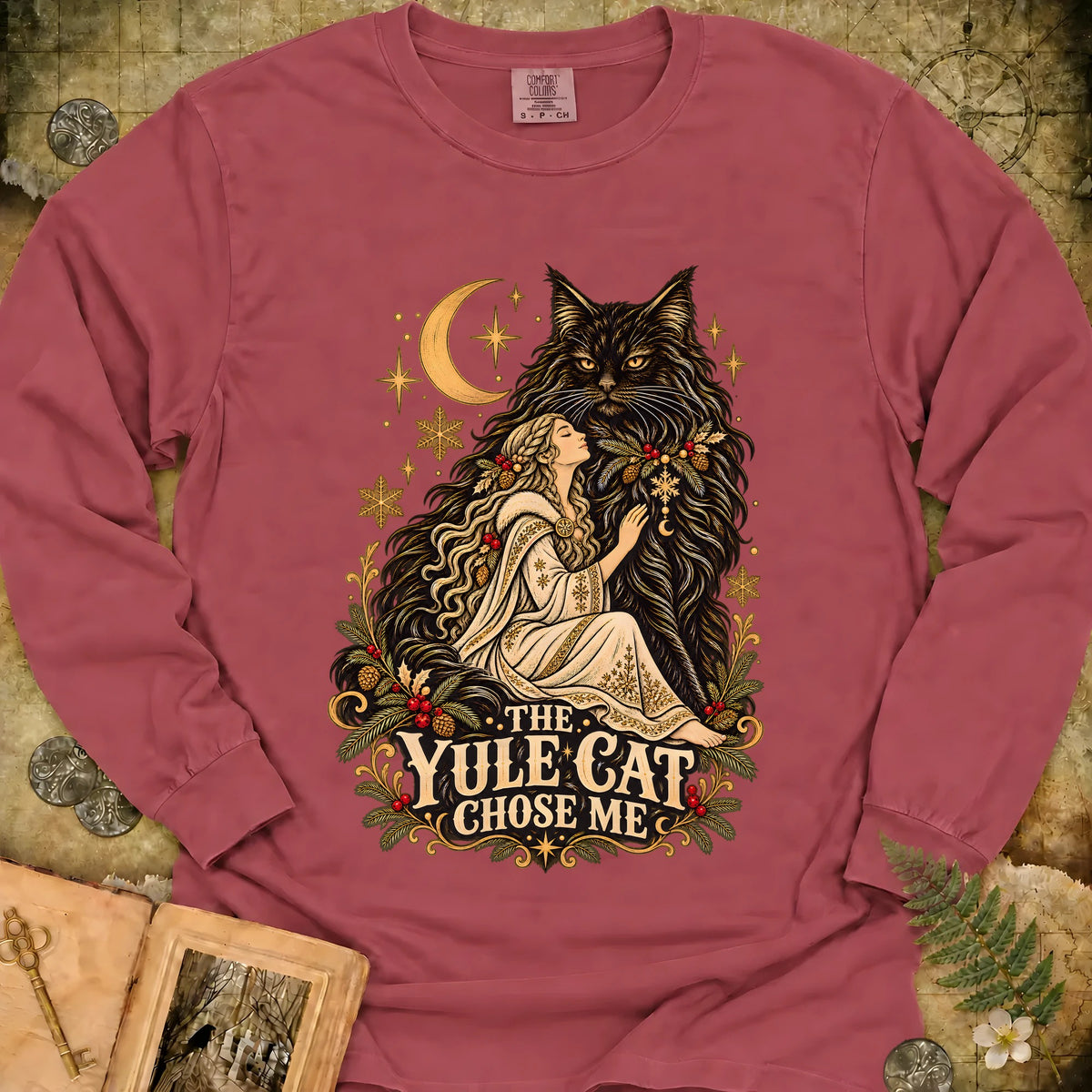 The Yule Cat Chose Me Long Sleeve T-Shirt - Brick