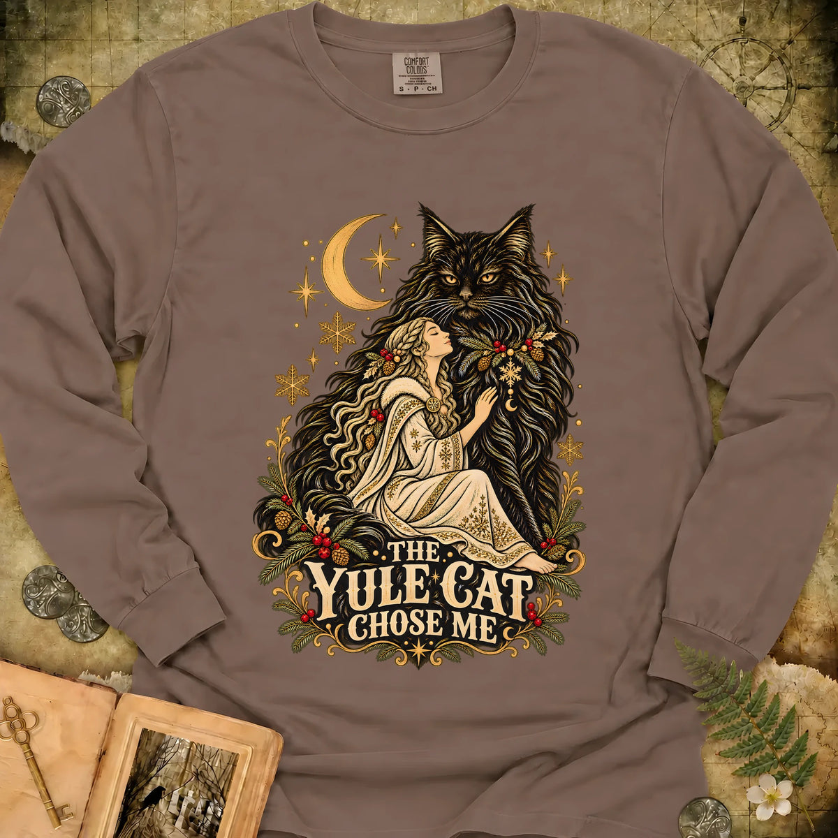 The Yule Cat Chose Me Long Sleeve T-Shirt - Espresso