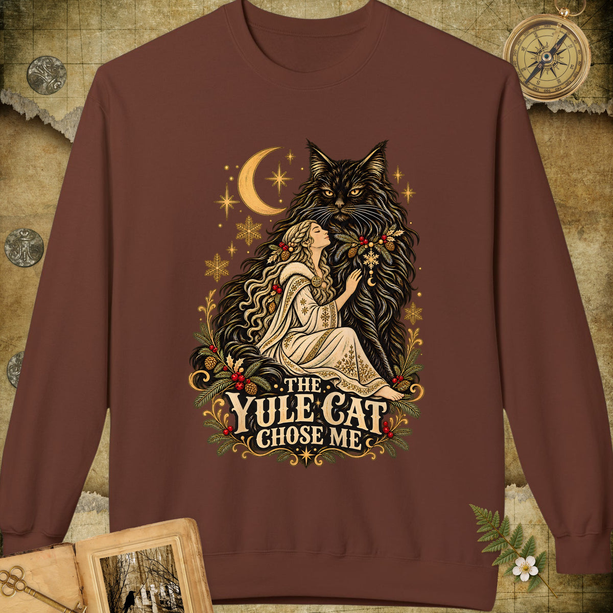 The Yule Cat Chose Me Sweatshirt - Cocoa