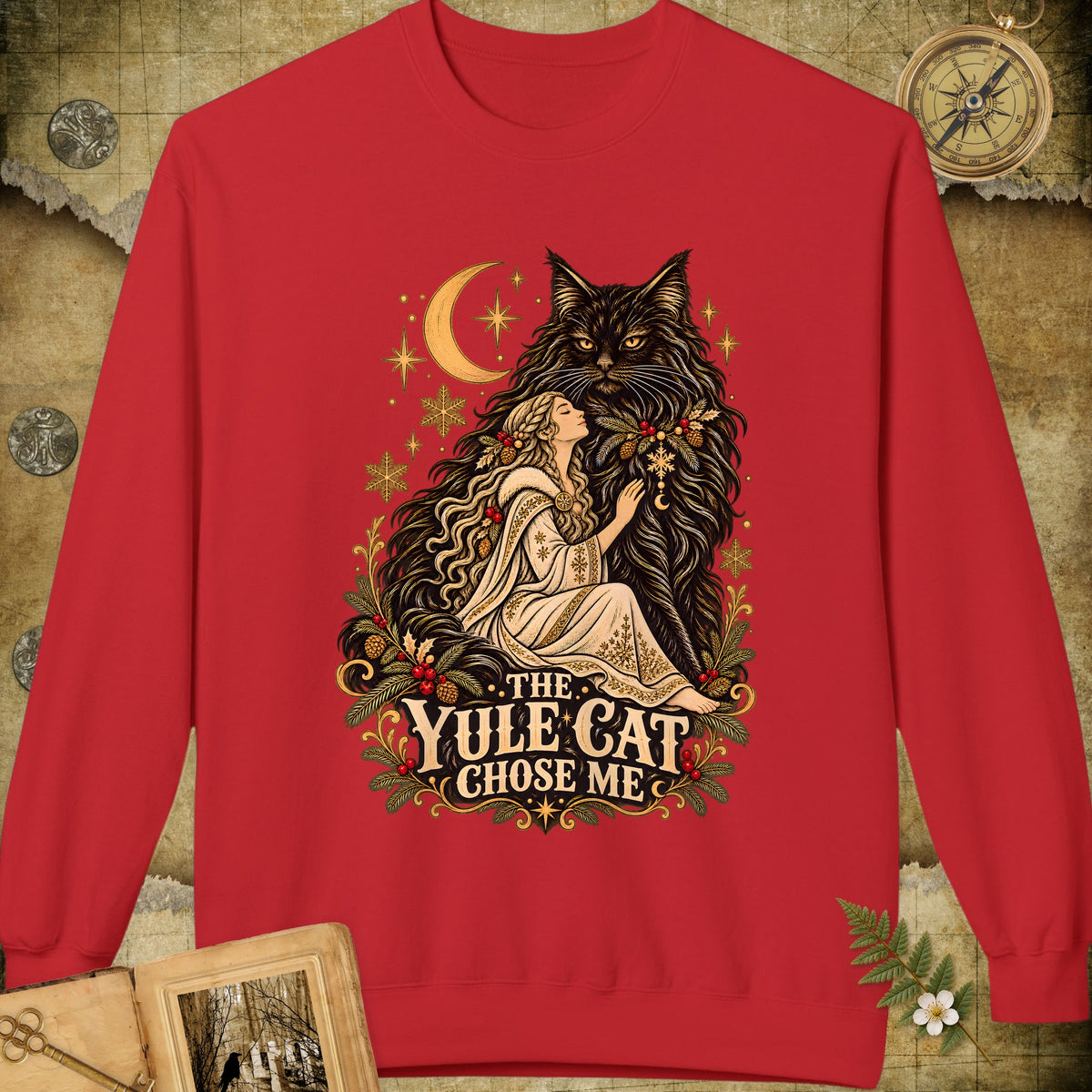 The Yule Cat Chose Me Sweatshirt - Red