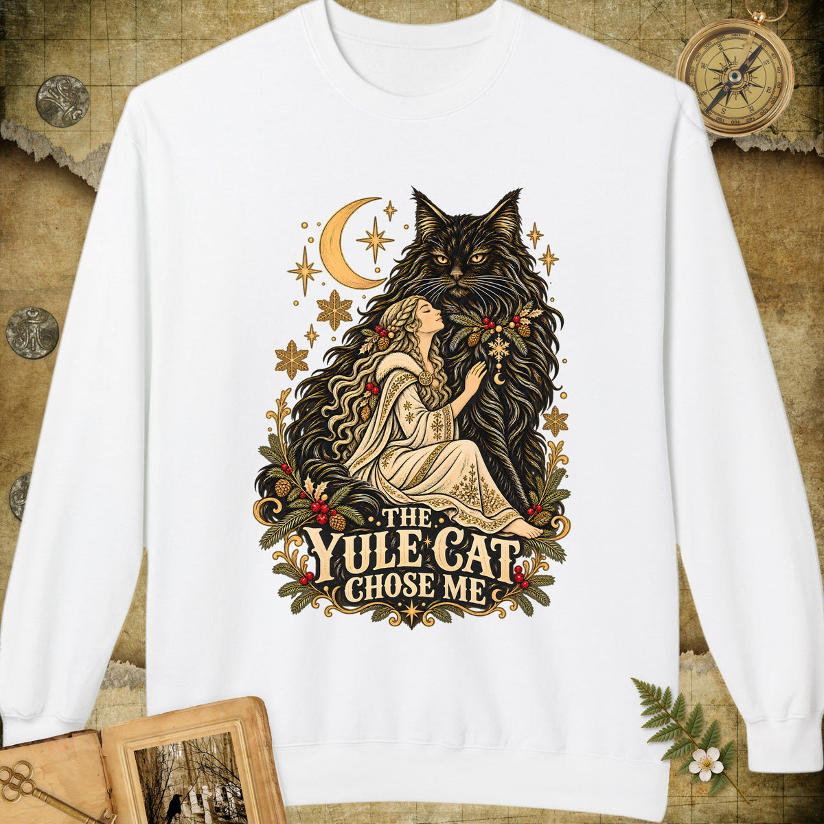 The Yule Cat Chose Me Sweatshirt - White