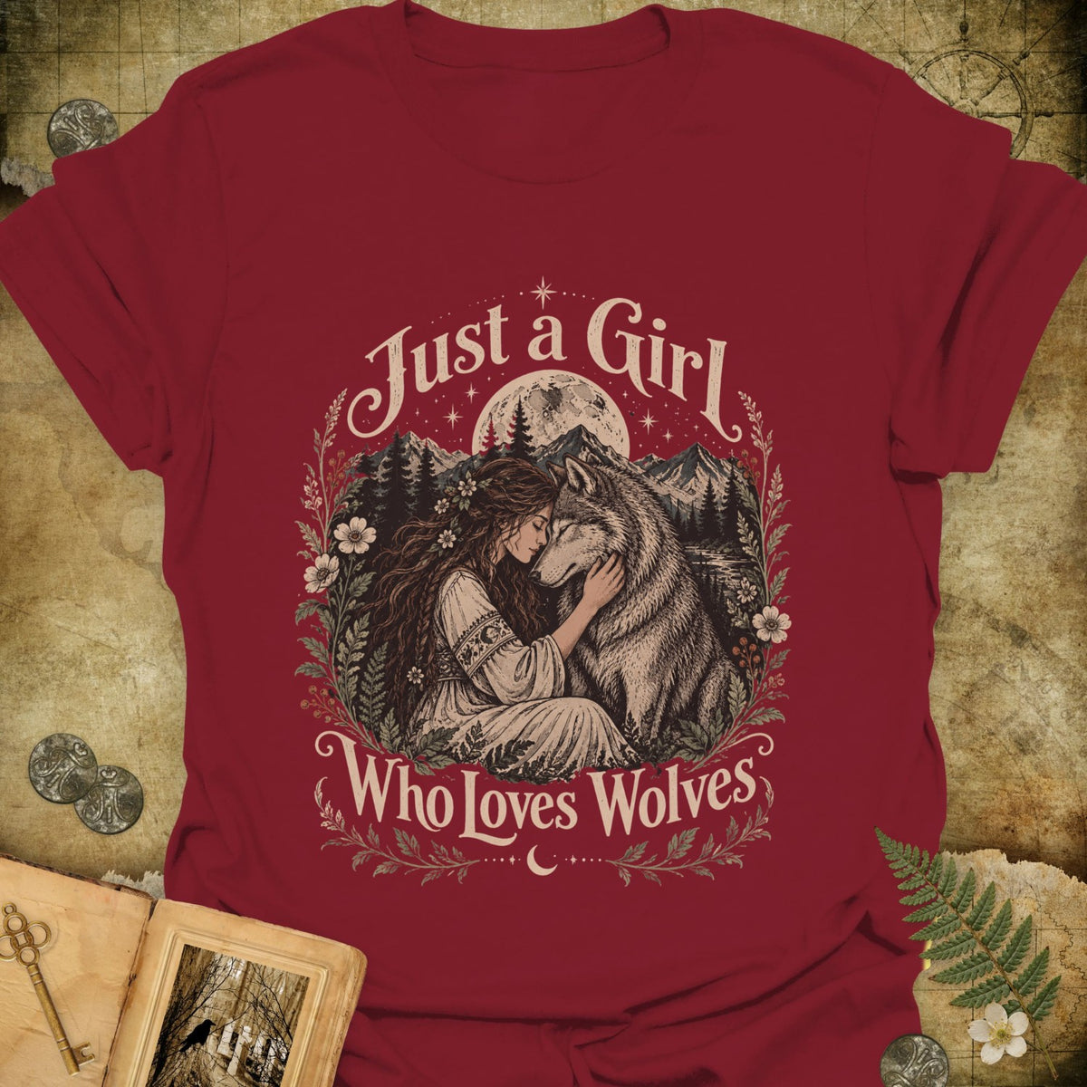 TLWIF Studio | Cardinal Red | Just a Girl Who Loves Wolves T-Shirt