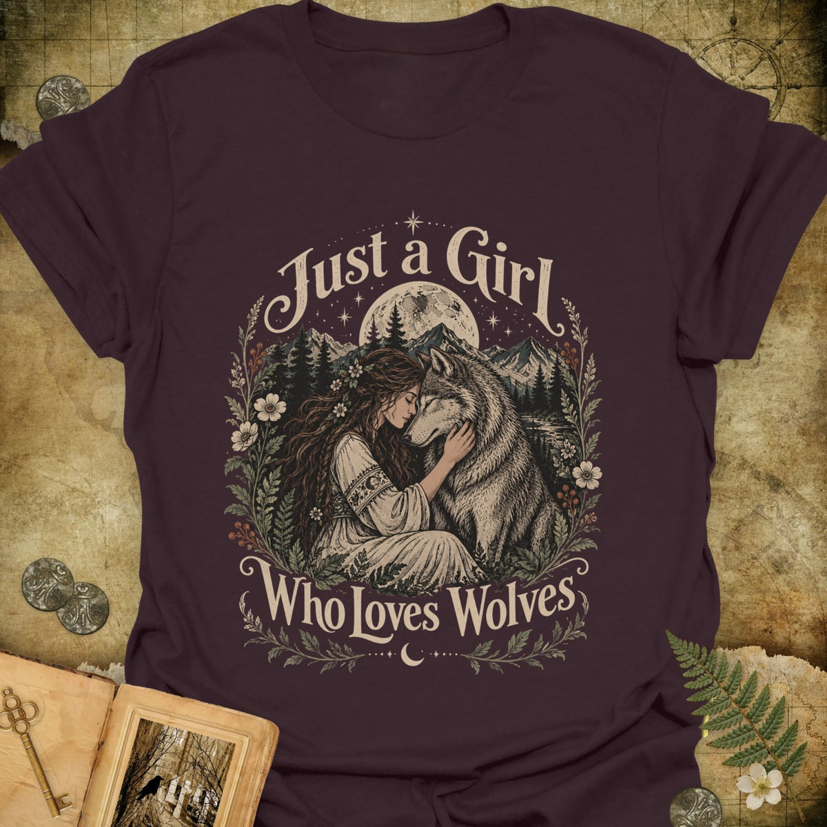 TLWIF Studio | Dark Chocolate | Just a Girl Who Loves Wolves T-Shirt