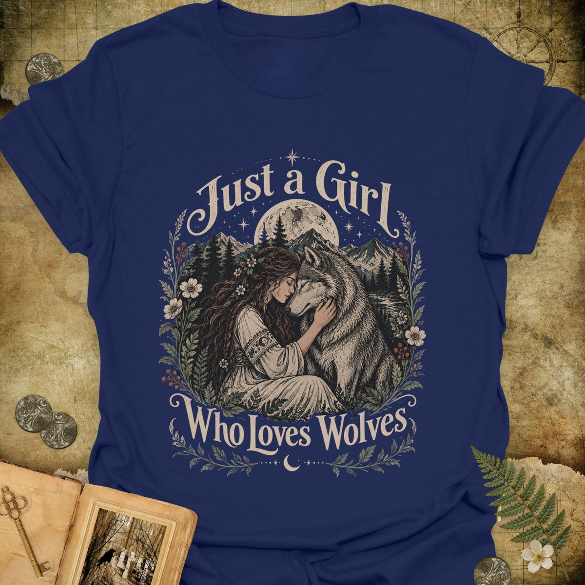 TLWIF Studio | Navy | Just a Girl Who Loves Wolves T-Shirt