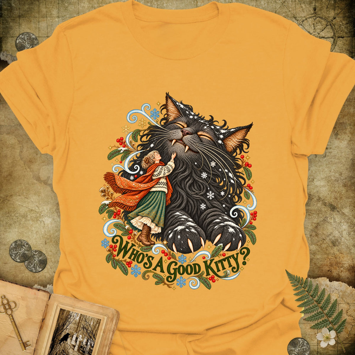 Who's A Good Kitty T-Shirt - Gold