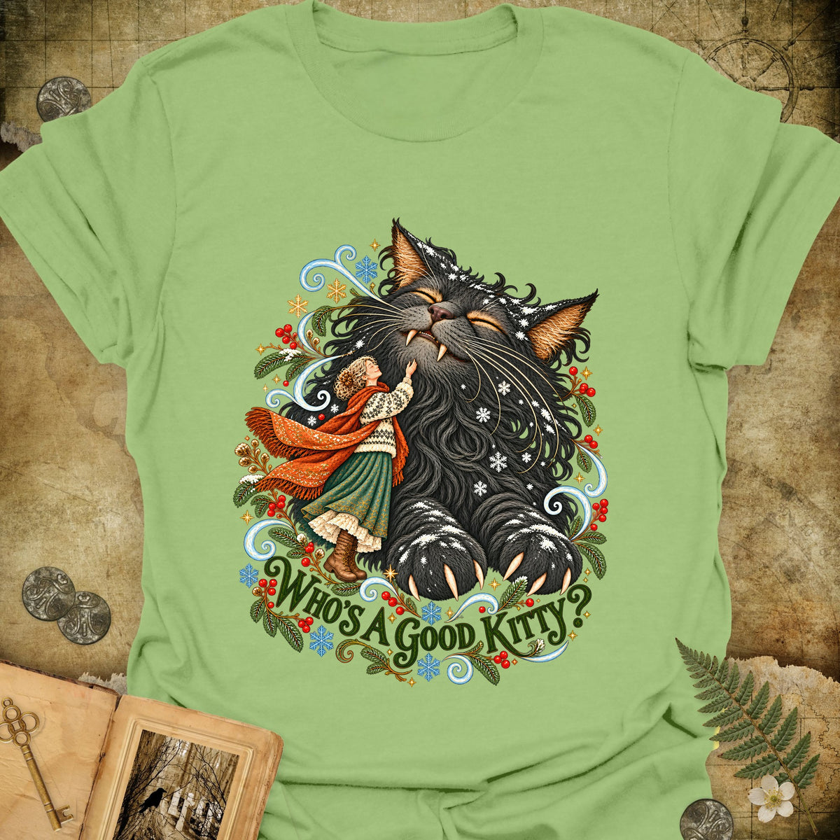 Who's A Good Kitty T-Shirt - Kiwi