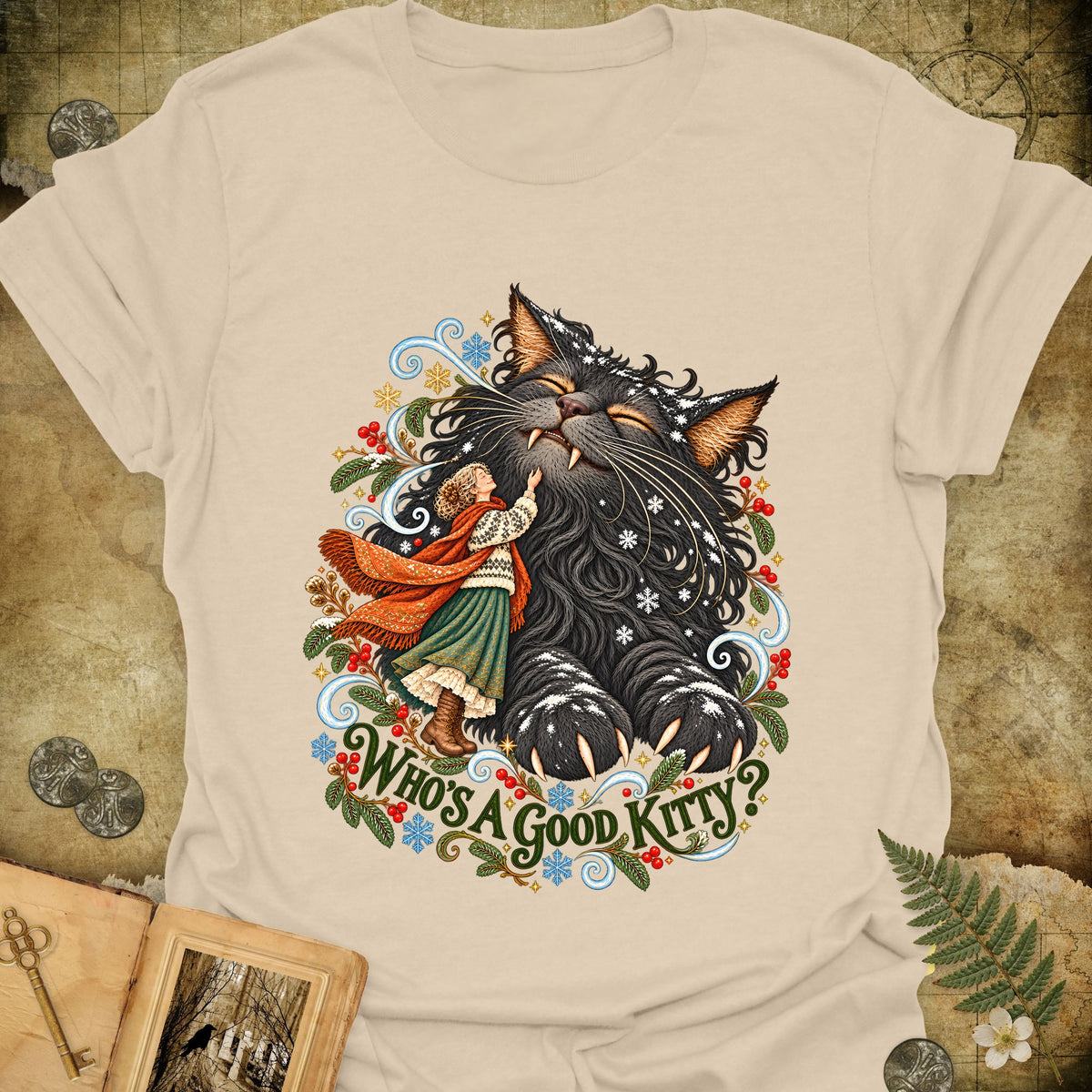 Who's A Good Kitty T-Shirt - Sand