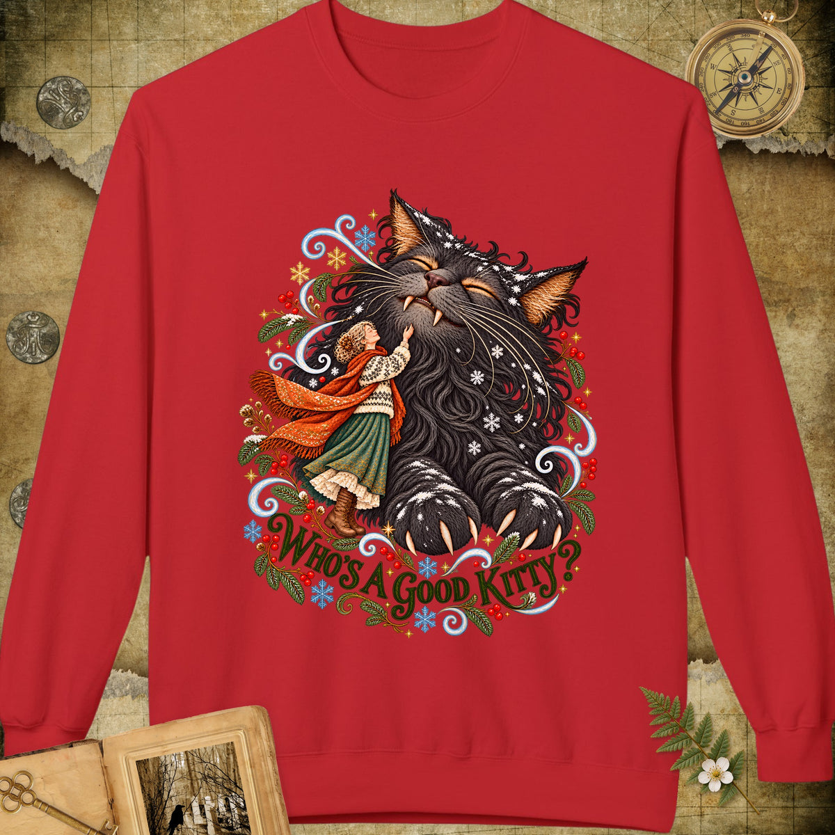 Who's A Good Kitty Sweatshirt - Red