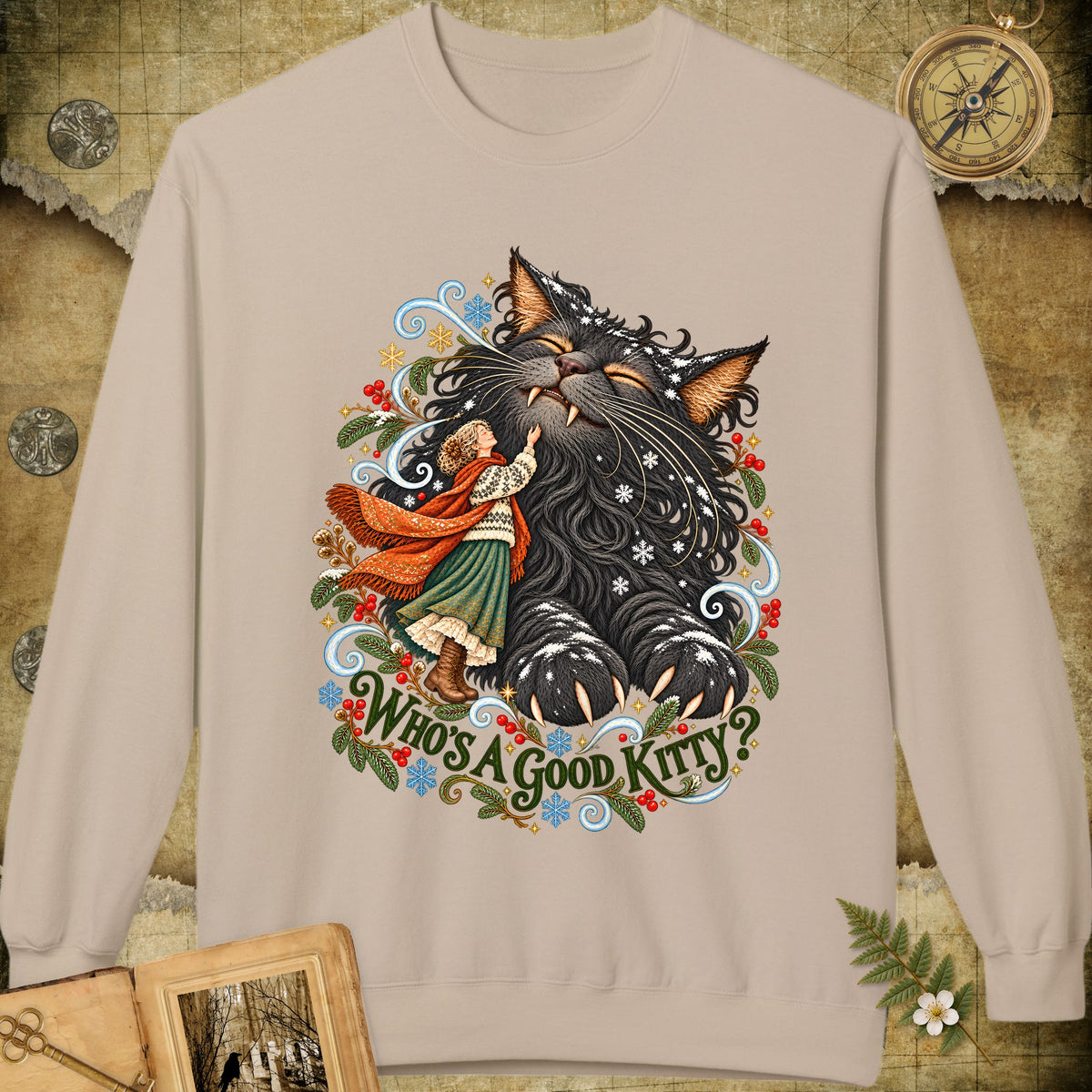 Who's A Good Kitty Sweatshirt - Sand