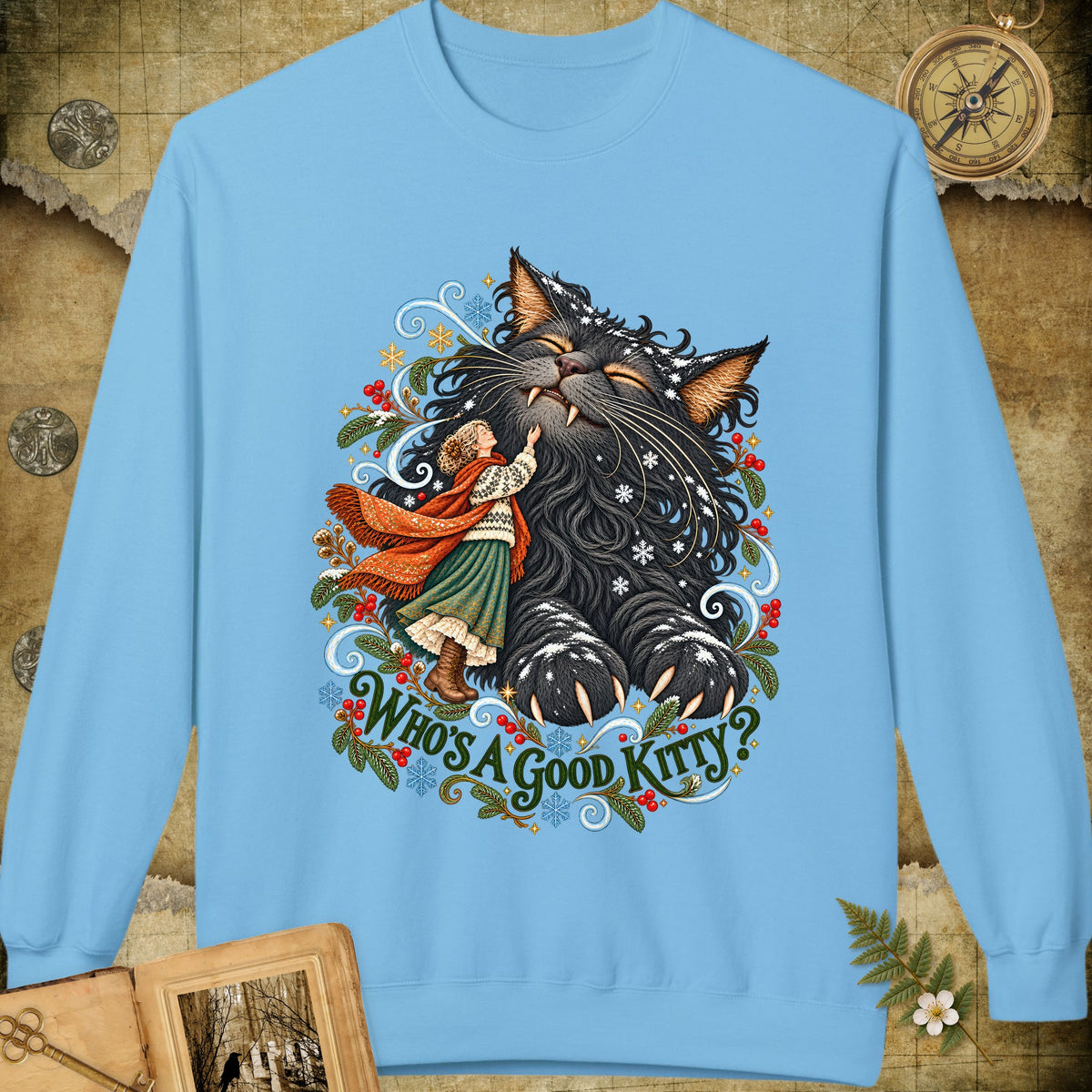 Who's A Good Kitty Sweatshirt - Sky