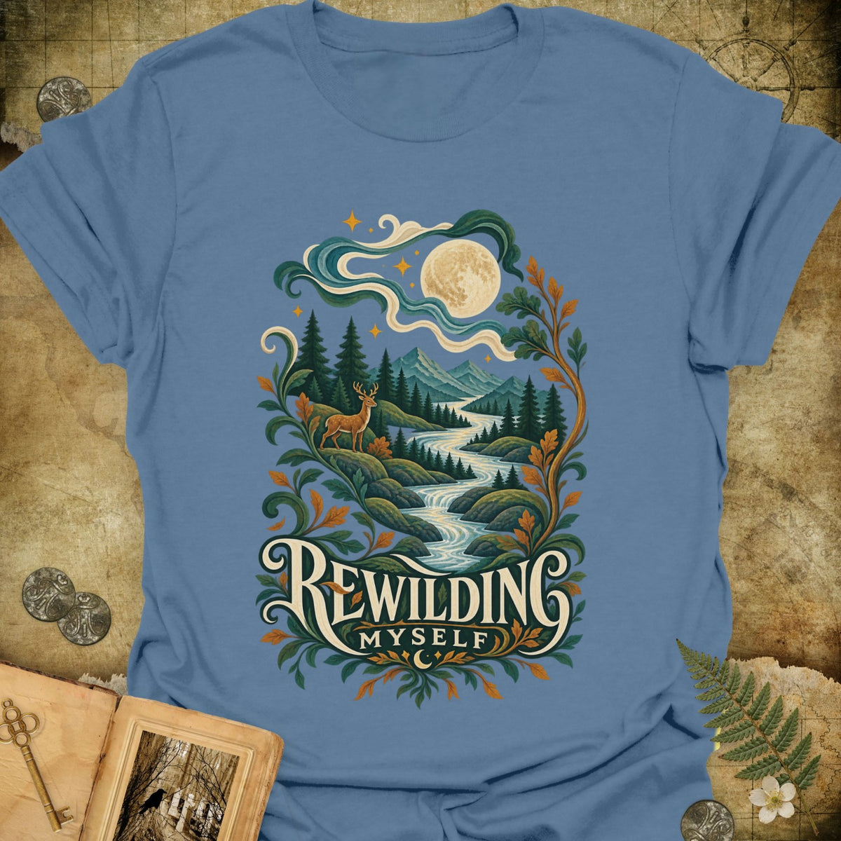 TLWIF Studio | Indigo Blue | Rewilding Myself T-Shirt