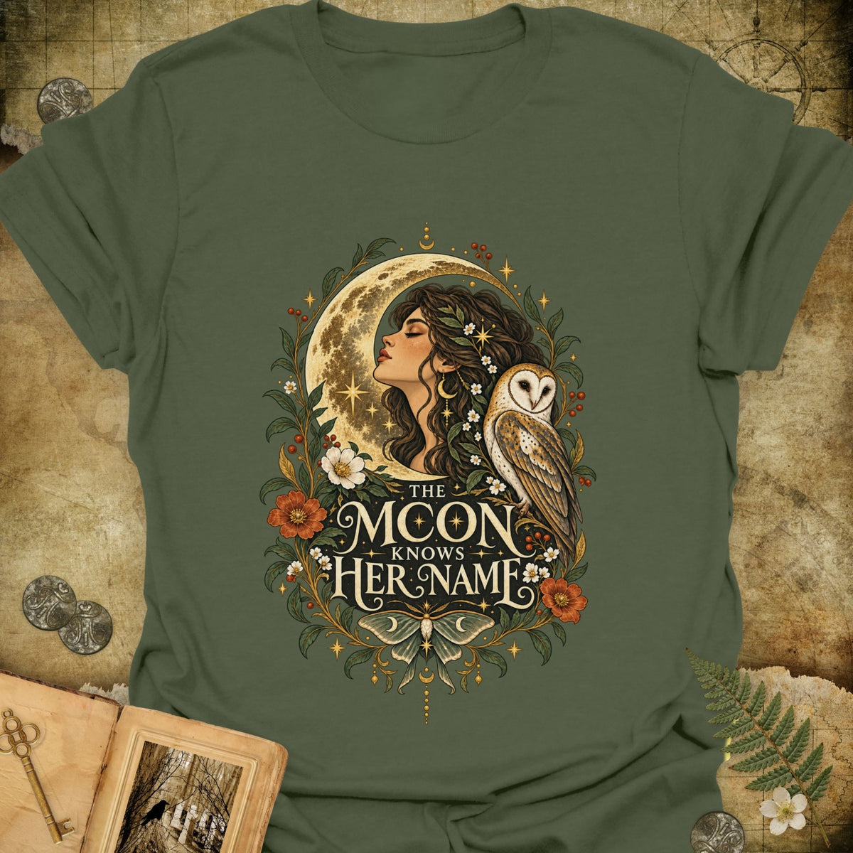 TLWIF Studio | Military Green | The Moon Knows Her Name T-Shirt