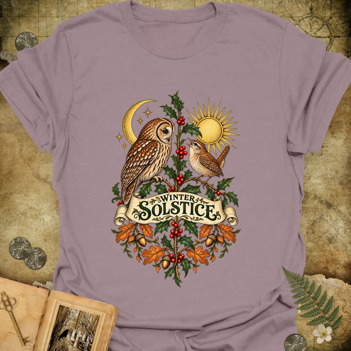 Winter Solstice Botanical Crest T-Shirt - Paragon