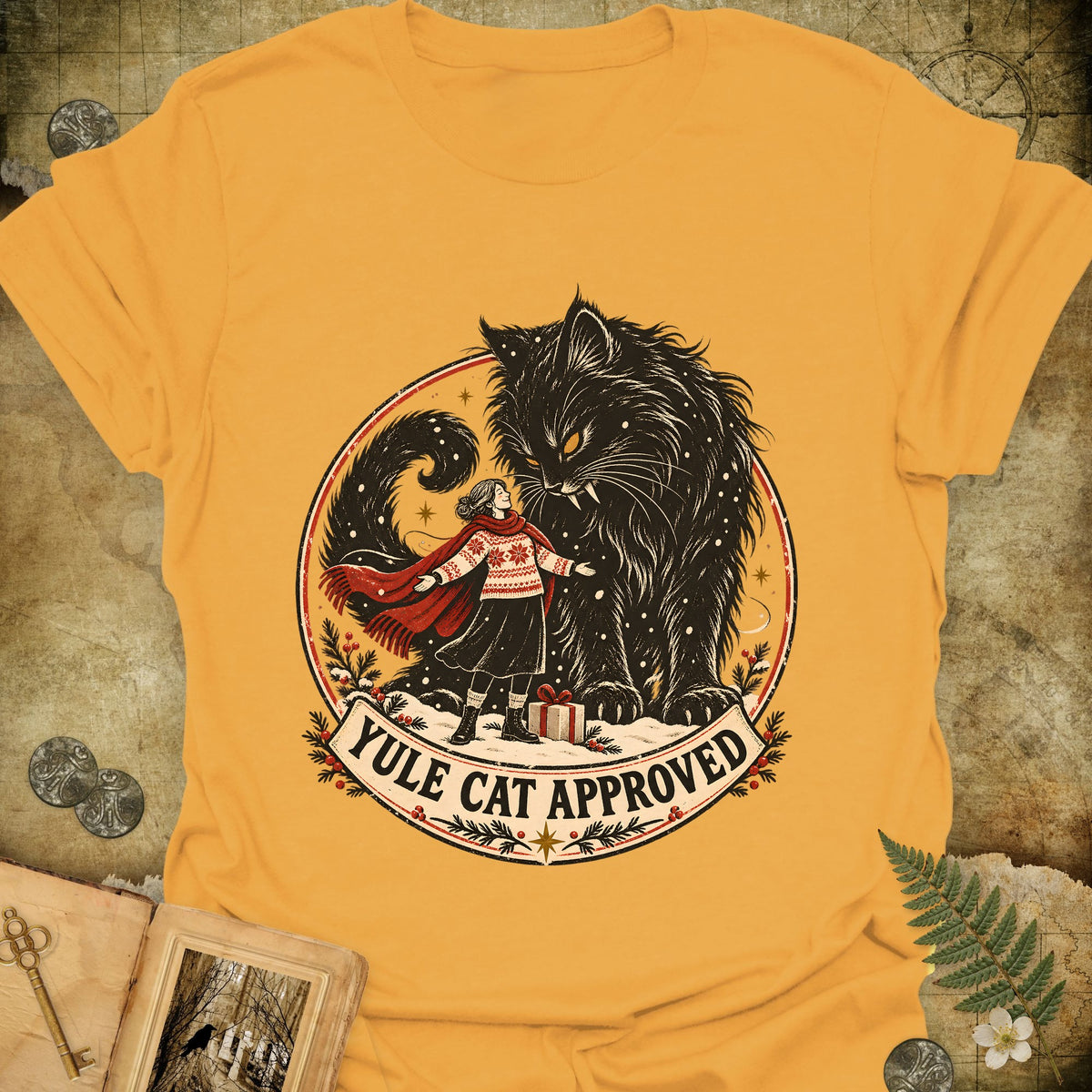 Yule Cat Approved T-Shirt - Gold