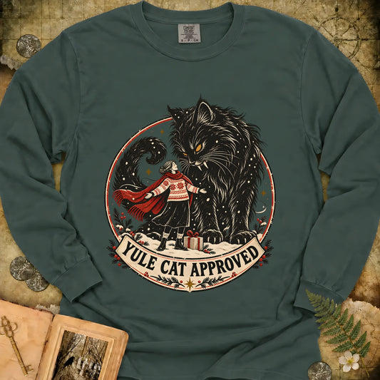 Yule Cat Approved Long Sleeve T-Shirt - Blue Spruce
