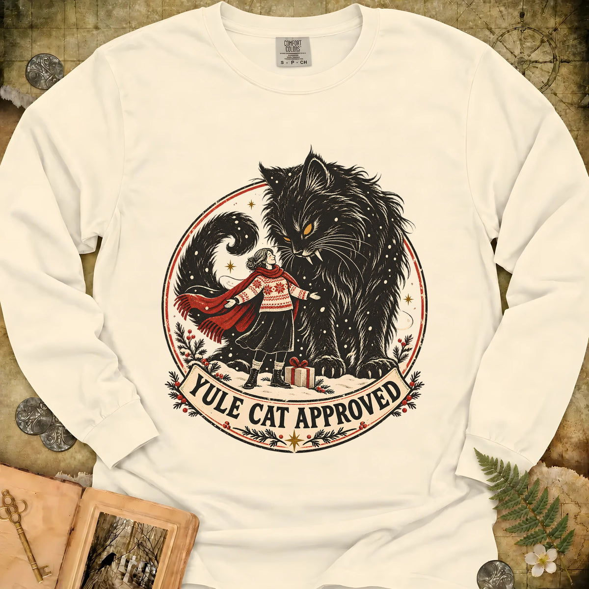 Yule Cat Approved Long Sleeve T-Shirt - Ivory
