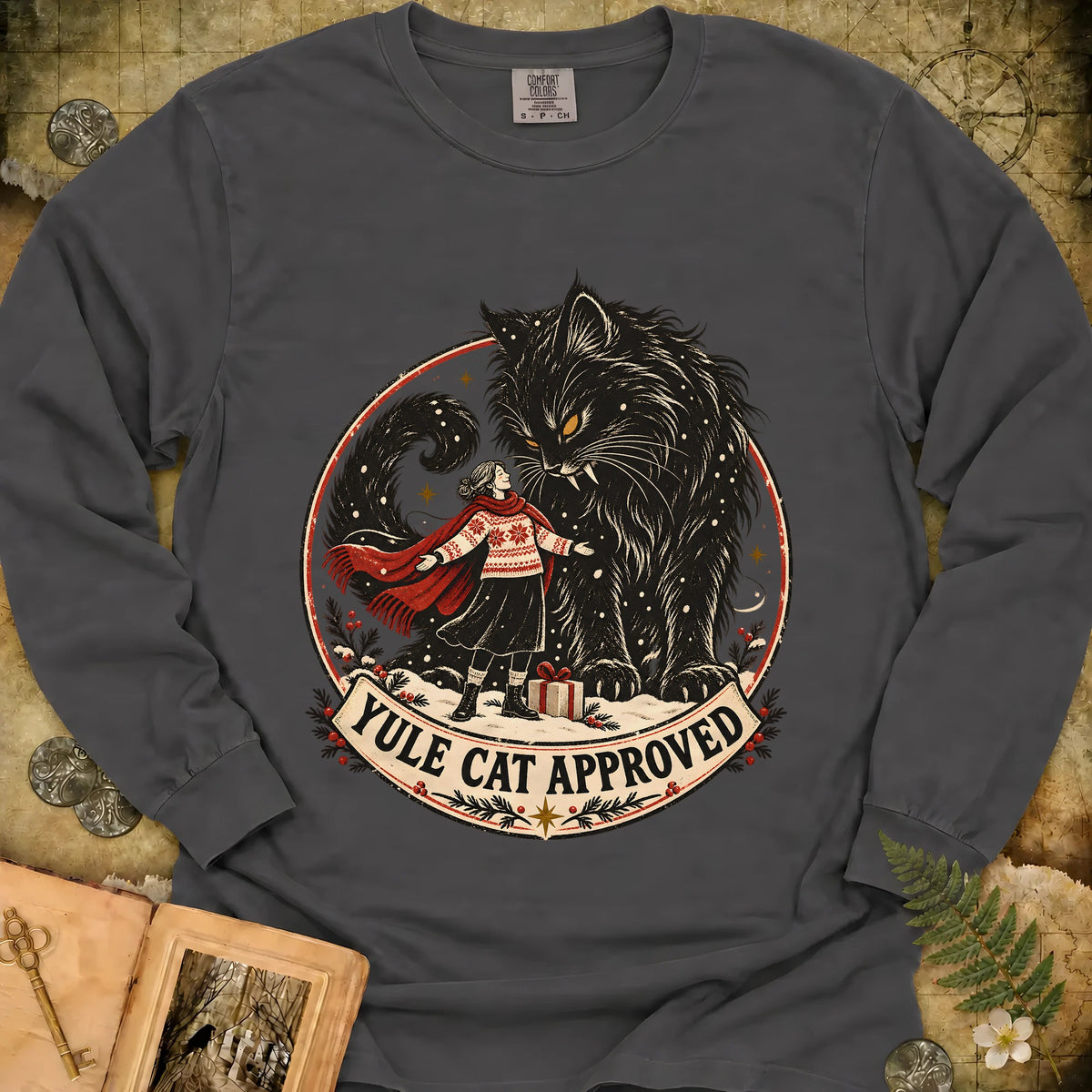 Yule Cat Approved Long Sleeve T-Shirt - Pepper