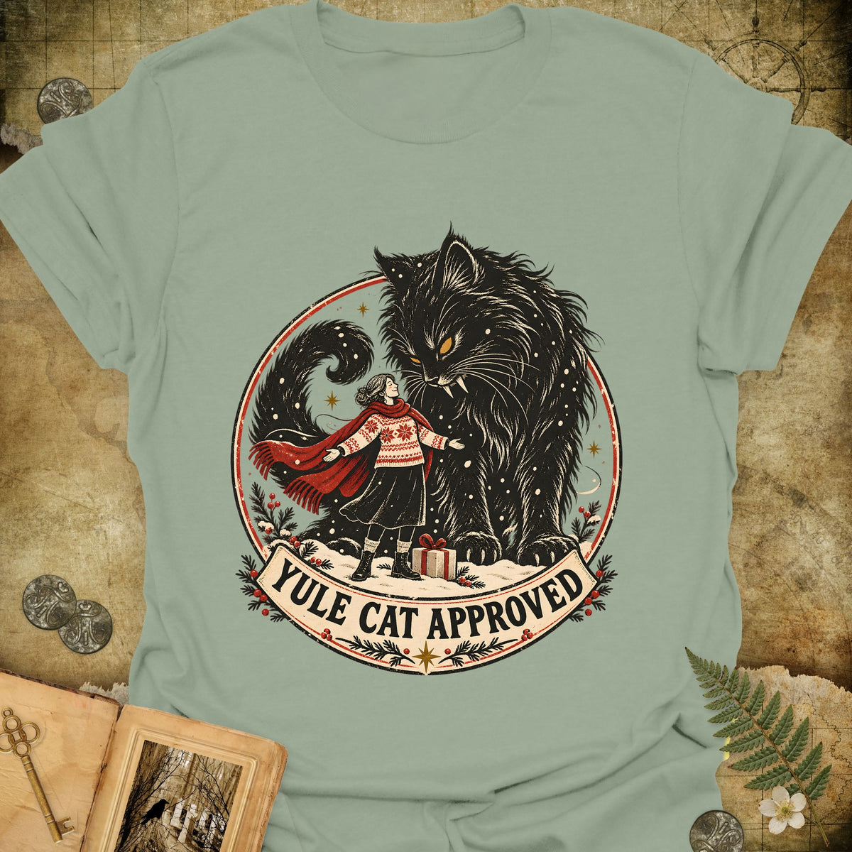 Yule Cat Approved T-Shirt - Sage