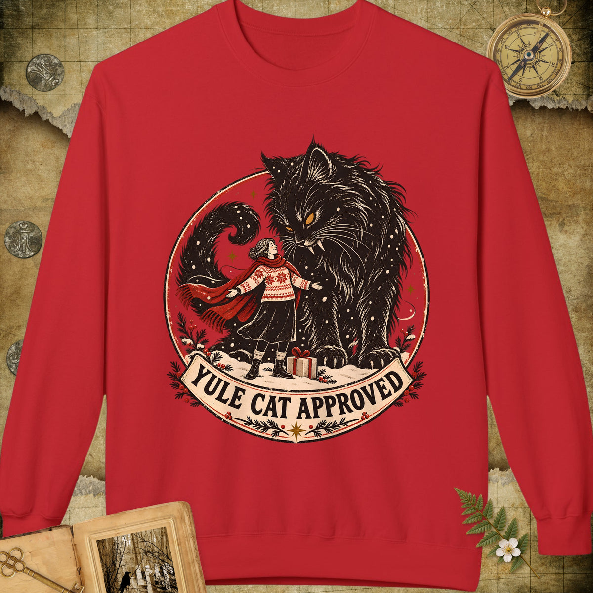 Yule Cat Approved Sweatshirt - Red